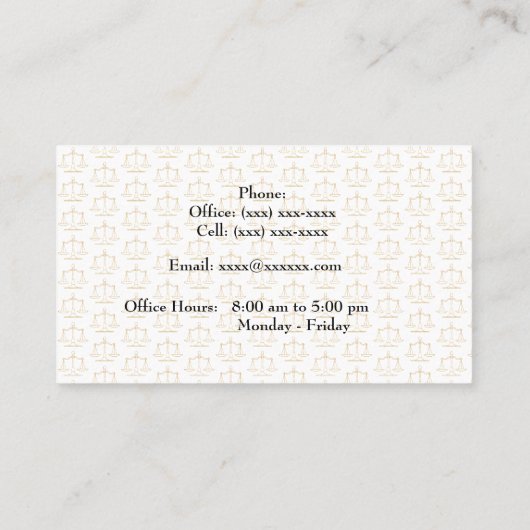 ゴールデン法律記号弁護士の名刺 名刺 (裏面)