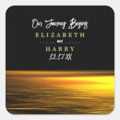 ゴールデン海エレガントビーチ結婚式 スクエアシール (正面)