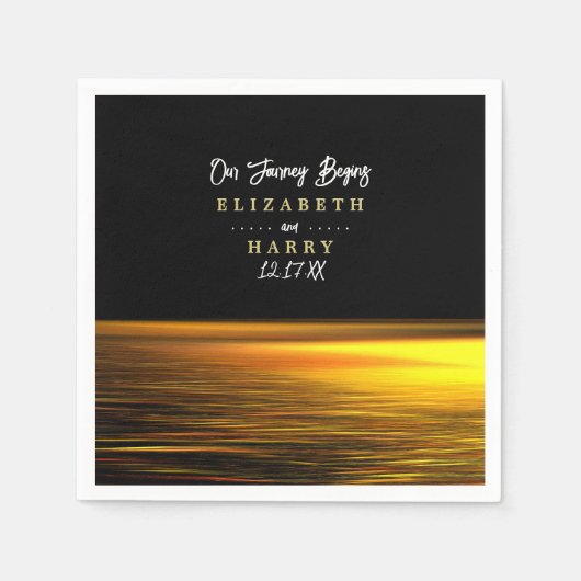 ゴールデン海エレガントビーチ結婚式 スタンダードカクテルナプキン (正面)