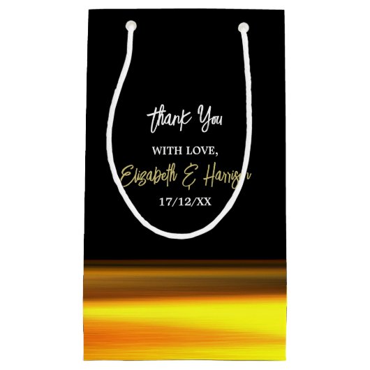 ゴールデン海エレガントビーチ結婚式 スモールペーパーバッグ (正面)