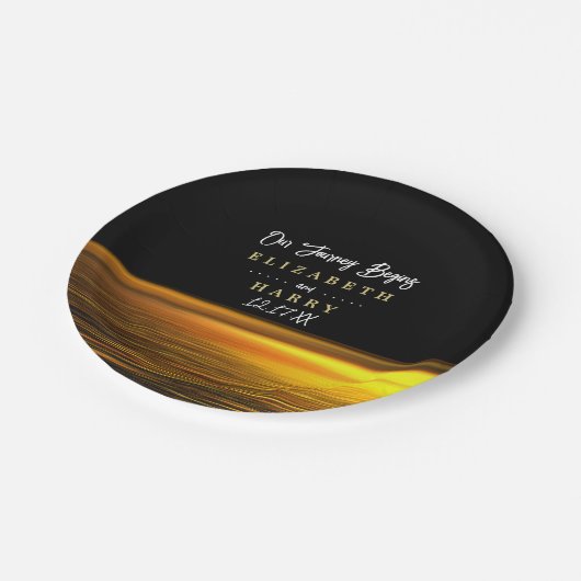 ゴールデン海エレガントビーチ結婚式 ペーパープレート (アングル)