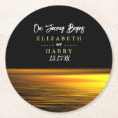 ゴールデン海エレガントビーチ結婚式 ラウンドペーパーコースター (正面)