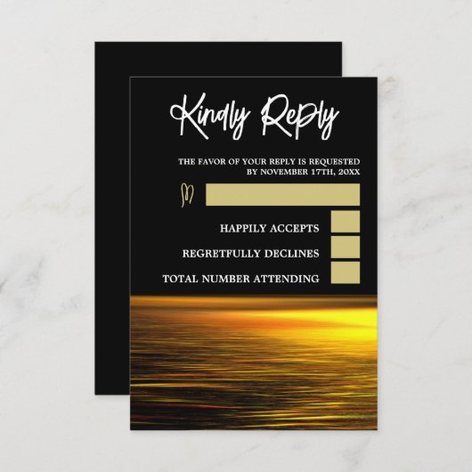 ゴールデン海エレガントビーチ結婚式 出欠カード (正面/裏面)