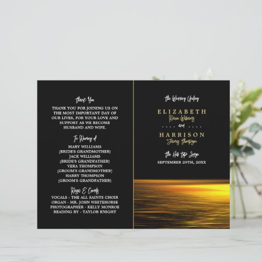 ゴールデン海、エレガントビーチ結婚式プログラム (スタンド正面)