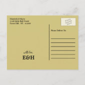 ゴールデン海、エレガントビーチ結婚式保存日付 案内ポストカード (裏面)