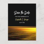 ゴールデン海、エレガントビーチ結婚式保存日付 案内ポストカード (正面)