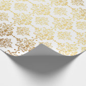 ゴールデン王室のオーナメントホワイトフローラプリンセス ラッピングペーパー (角)