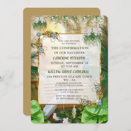 ゴールデン王室のピーコックテンプルドリームズ 招待状 (正面/裏面)