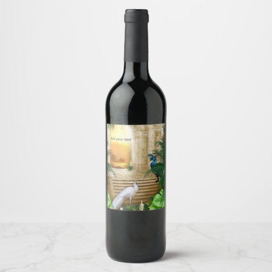 ゴールデン王室のピーコックテンプル結婚の夢 ワインラベル (正面)