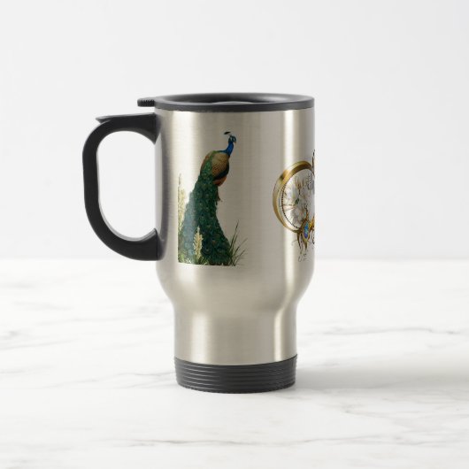 ゴールデン王室のピーコック&フェザー結婚ズリングや輪 トラベルマグ (左)