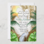 ゴールデン王室のホワイト孔雀の羽 招待状 (正面)