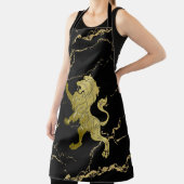 ゴールデン王室のライオンオンオンブラックアンド金ゴールド大理石 エプロン (インサイチュ)