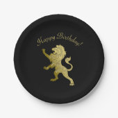 ゴールデン王室のライオンオンブラック ペーパープレート (正面)