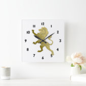 ゴールデン王室のライオン スクエア壁時計 (ホーム)