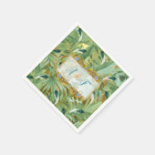 ゴールデン王室の孔雀の羽根 スタンダードカクテルナプキン (角)