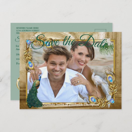 ゴールデン王室の孔雀の羽根 案内ポストカード (正面/裏面)