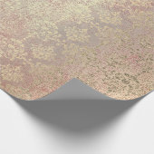 ゴールデン王室の銅バラメタリックダマスクプリンセス ラッピングペーパー (角)