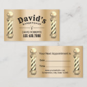 ゴールデン理容師バーショップ美容師アポイントメント 予約カード (正面/裏面)