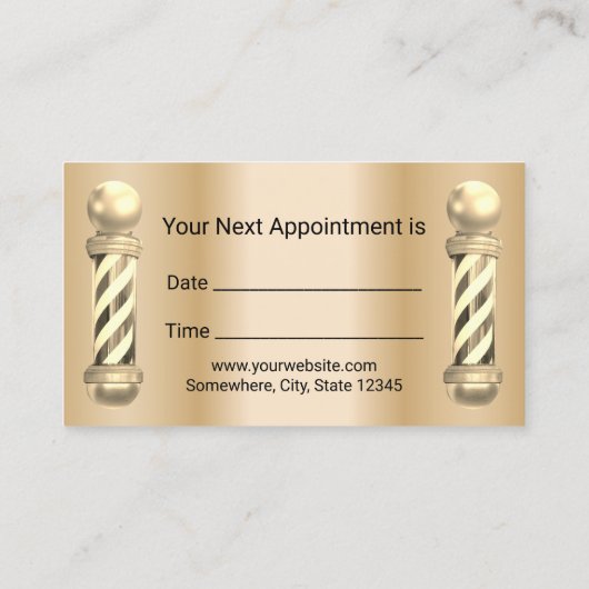 ゴールデン理容師バーショップ美容師アポイントメント 予約カード (裏面)