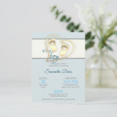 ゴールデン男の赤ちゃんの足跡とハートベビーシャワー インビテーションポストカード (スタンド正面)