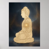 ゴールデン瞑想仏画アートプリント | スピリチュアルな輝き ポスター (正面)