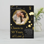 ゴールデン祝メモリーズ50年の愛 箔招待状 (立ち正面)