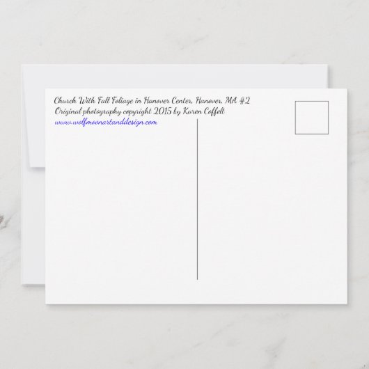 ゴールデン秋の葉/教会と墓地2はがき 招待状 (裏面)