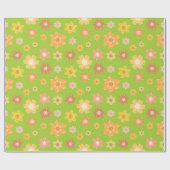 ゴールデン秋の開花グリーンシームレス誕生日 ラッピングペーパー (フラット)