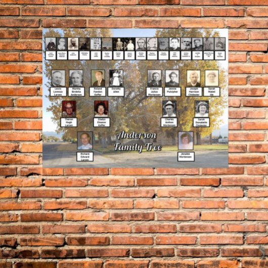 ゴールデン秋ツリー4世代ファミリーツリーポスター ポスター