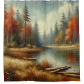 ゴールデン秋フォレストリフレクション シャワーカーテン (正面)