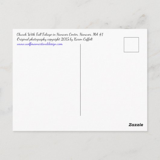 ゴールデン秋墓地からの教会の葉のビュー1 ポストカード (裏面)