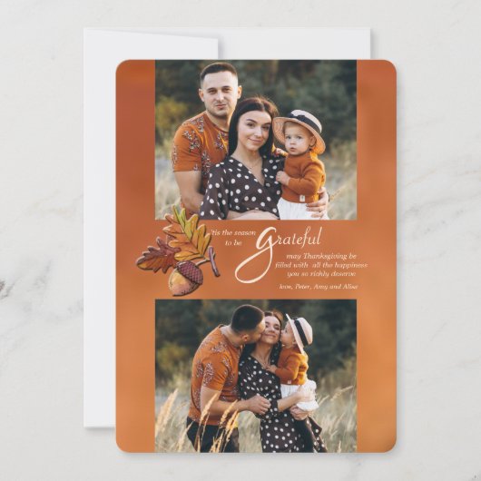 ゴールデン秋2 – 写真感謝祭グリーティングカード シーズンカード (正面)