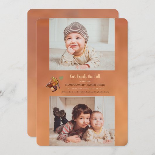 ゴールデン秋2 – 写真誕生のお知らせ 案内状 (正面/裏面)