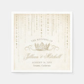 ゴールデン童話結婚王冠のナプキン スタンダードカクテルナプキン (正面)