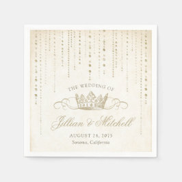 ゴールデン童話結婚王冠のナプキン スタンダードカクテルナプキン