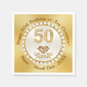 ゴールデン第50誕生日ナプキパーソナライズされたンス スタンダードカクテルナプキン (正面)