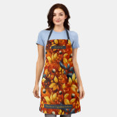 ゴールデン紅葉とドングースデザイン-秋ラブ エプロン (着用した状態)