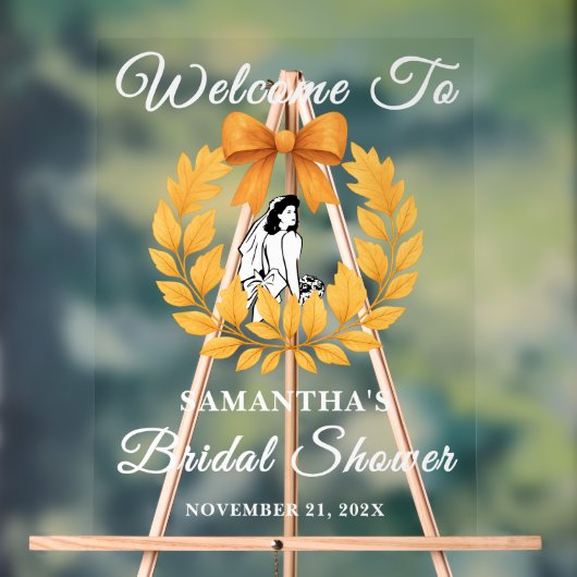 ゴールデン紅葉ブライダルシャワーへようこそ アクリルサイン (ニュートラル)