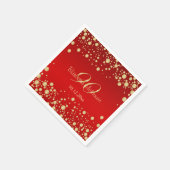 ゴールデン紙吹雪の赤90th誕生日パーティー スタンダードカクテルナプキン (角)