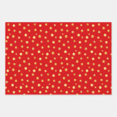 ゴールデン紙吹雪オンゴールデングリーン&レッド ラッピングペーパーシート (正面)