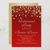 ゴールデン紙吹雪オンレッドリタイアメントパーティの招待状 招待状 (正面/裏面)