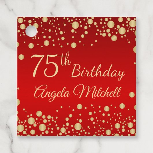ゴールデン紙吹雪オンレッド75誕生日 フェイバータグ (正面)