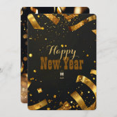 ゴールデン紙吹雪グリッター爆発年賀状 招待状 (正面/裏面)