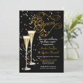 ゴールデン紙吹雪シャンパン応援婚約パーティ 招待状 (スタンド正面)