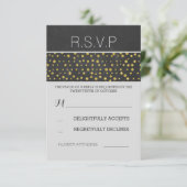 ゴールデン紙吹雪ドットシャルボードウェディングRSVP 出欠カード (スタンド正面)