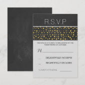 ゴールデン紙吹雪ドットシャルボードウェディングRSVP 出欠カード (正面/裏面)