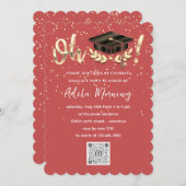 ゴールデン紙吹雪大学院パーティーQRコードサンゴ 招待状 (正面/裏面)