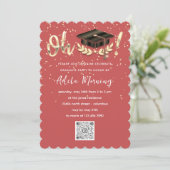 ゴールデン紙吹雪大学院パーティーQRコードサンゴ 招待状 (スタンド正面)