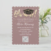 ゴールデン紙吹雪大学院パーティーQRコードバラ 招待状 (スタンド正面)