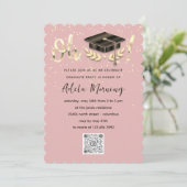 ゴールデン紙吹雪大学院パーティーQRコード赤面 招待状 (スタンド正面)